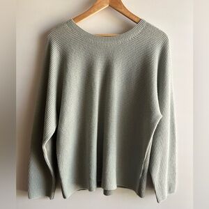 Johnny Was Calme  Whipstitch Cashmere Waffle Texture Sweater Green Colorblock L